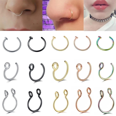 Roestvrij Staal Fake Piercing Neusring Niet Gepiercet U-Vormige Neusclip C-Vormige Hoepel Neusknop Voor Dames Heren Sieraden