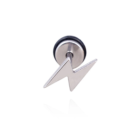 Fashion Lightning Symbol Stainless Steel Stud Earrings For Men Women Punk Street Style Jewelry Black Silver Gold Color