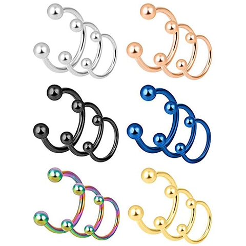 Stainless Steel Horseshoe Circular Barbell Piercing Ring For Septum Nose Ear Lip Multiple Colors Body Jewelry For Women Men
