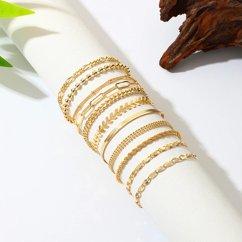 18K Vergulde Koperen Ketting Armbanden Voor Vrouwen Minimalistische Schakelketting Slang Figaro Paperclip Link Mode Sieraden