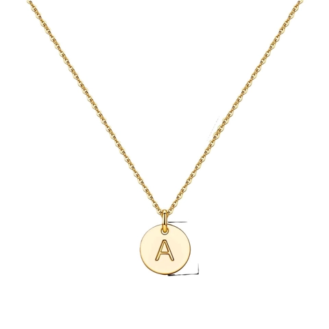 Exquise Vergulde Koperen Ronde Initiaal Hanger Halsketting Voor Vrouwen Gepersonaliseerde Alfabet Letter Sieraden Cadeau
