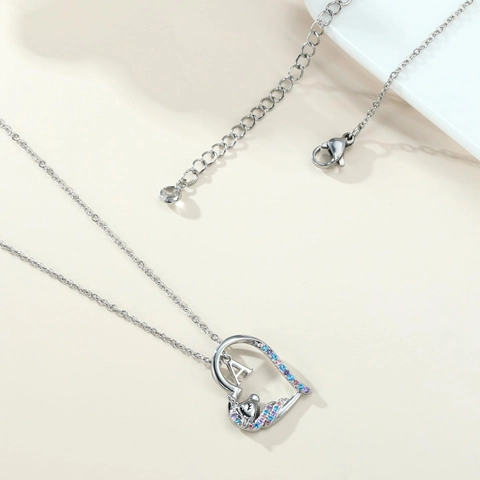 Koper Zirkonia Eenhoorn Hart Alfabet Initiaal Hanger Ketting Gekleurde Edelsteen Gepersonaliseerde Hals Sieraden Voor Vrouwen Meisjes Cadeau