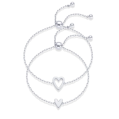 Braccialetti Minimalisti Cuore Cavo E Pieno Per Donna Chiusura Scorrevole Regolabile In Rame Placcato Oro Argento Gioielli