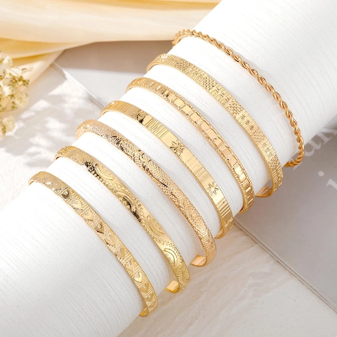 Mode Koper Goud Zilver Vergulde Armband Armreif Set Voor Vrouwen Gedraaid Onregelmatig Punk Gelaagde Ketting Sieraden Cadeau Voor Dagelijks Feest