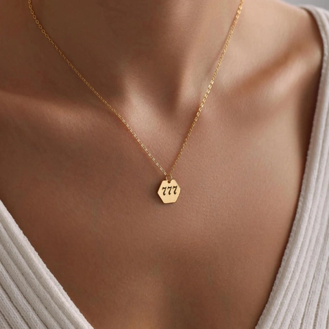 Gotisch Engelnummer 111-999 Hanger Ketting Zeshoek Koper Verguld Choker Ketting Voor Vrouwen Minimalistische Sieraden