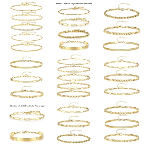 Mode Koper Goud Zilver Vergulde Armband Armreif Set Voor Vrouwen Gedraaid Onregelmatig Punk Gelaagde Ketting Sieraden Cadeau Voor Dagelijks Feest