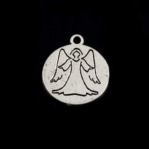 Retro Legierung Engel Runde Anhänger Guardian Angel For Happiness Gravierte Charms DIY Schmuckherstellung Zubehör Für Damen Unisex