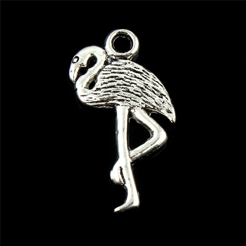 Vintage Alloy Flamingo Crane Bird Animal Shape Charm Pendant For DIY Jewelry Making Antique Silver Necklaces Accessories