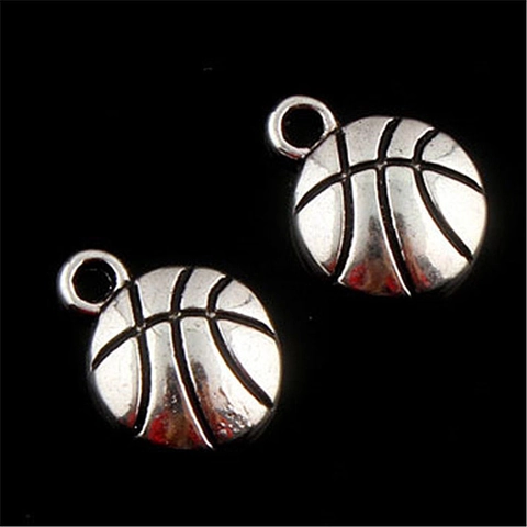Vintage Alloy Basketball Pendant Antique Silver Plated Sports Charm For DIY Necklace Bracelet Jewelry Making Accessories