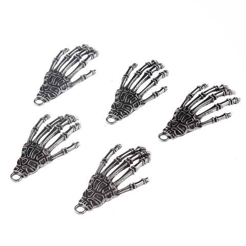 Pendentifs Main de Squelette en Alliage Argent Antique pour Halloween DIY Gothique Punk Skull Accessoires Bijoux