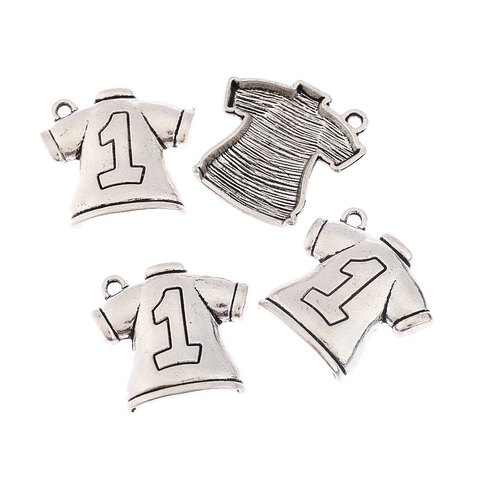 Antique Silver Alloy Jersey Number 1 Pendant DIY Jewelry Making Accessory T-Shirt Shape Charm For Necklace Bracelet Gift