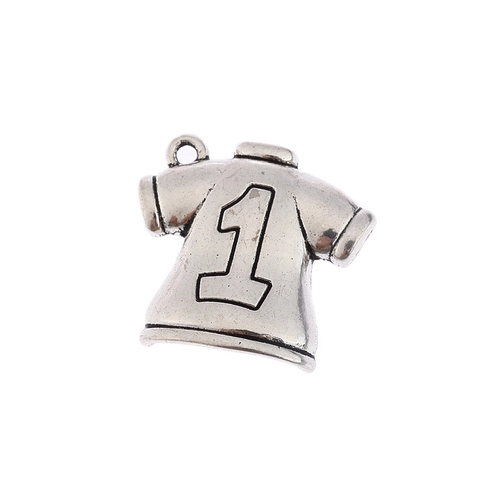 Antique Silver Alloy Jersey Number 1 Pendant DIY Jewelry Making Accessory T-Shirt Shape Charm For Necklace Bracelet Gift