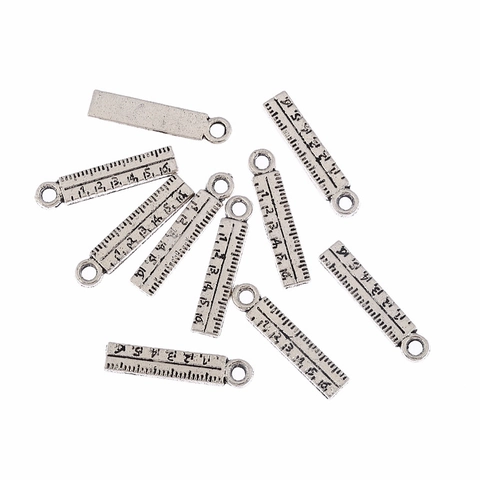 Vintage Alloy Antique Silver Ruler Shape Pendant Charms For DIY Jewelry Making Necklace Bracelet Earrings Accessories