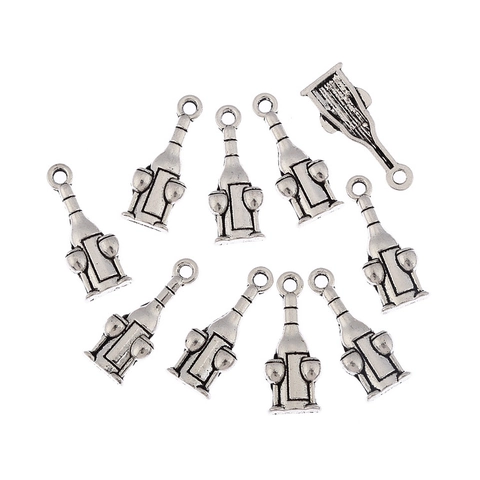 Antique Silver Alloy Wine Bottle And Goblet Charms DIY Jewelry Making Pendants For Necklace Bracelet Craft Accessory