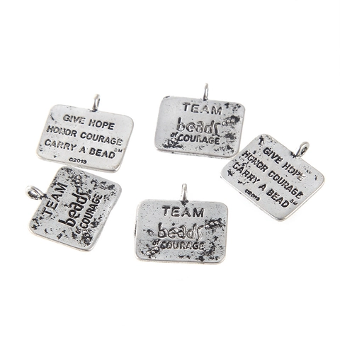 Colgante Vintage de Aleación Con Letras Grabadas TEAM Beads Of Courage Rectangular Plata Antigua Accesorio para Joyería DIY