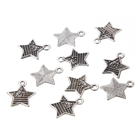 American Flag Star Charms Antique Silver Alloy Pentagram Pendants For DIY Jewelry Making Bracelet Necklace Accessories