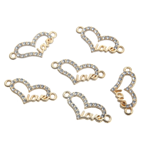 Alloy Gold Rhinestone Heart Infinity Love Connector Charms For DIY Bracelet Necklace Jewelry Making Finding Components Accessories