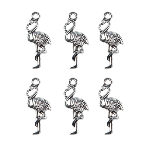 Vintage Silver Alloy Flamingo Pendants For DIY Jewelry Making Retro Animal Charms For Necklaces Bracelets Accessory Decorations
