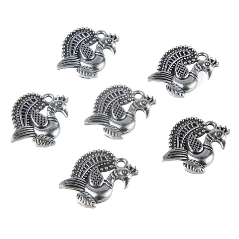 Antique Silver Alloy Peacock Charms For DIY Jewelry Making Vintage Animal Pendant Findings For Necklaces Bracelets