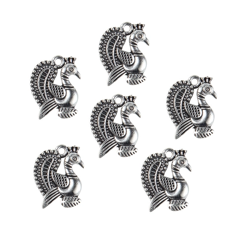 Antique Silver Alloy Peacock Charms For DIY Jewelry Making Vintage Animal Pendant Findings For Necklaces Bracelets