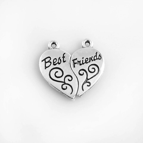 Antique Silver Alloy Best Friends Heart Puzzle Pendants For DIY Necklace Bracelet Making Friendship Jewelry Charms For Women
