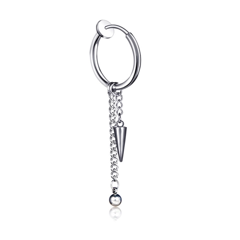 Punk Boucles d'oreilles Pendantes en Acier Inoxydable avec Chaîne à Gland à Cône pour Hommes Femmes Bijoux Rock Gothique
