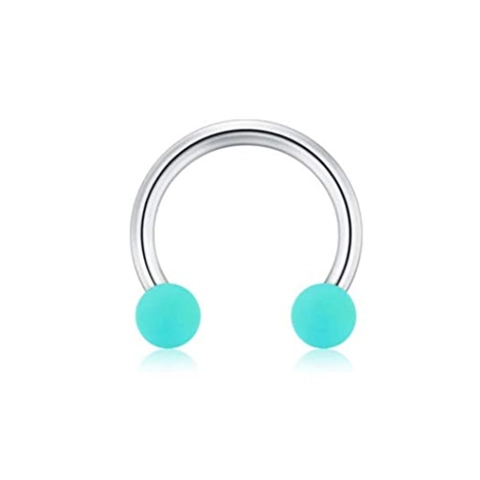 Stainless Steel Circular Barbell Horseshoe Ring With Colorful Matte Beads Nose Lip Ear Piercing Jewelry For Unisex