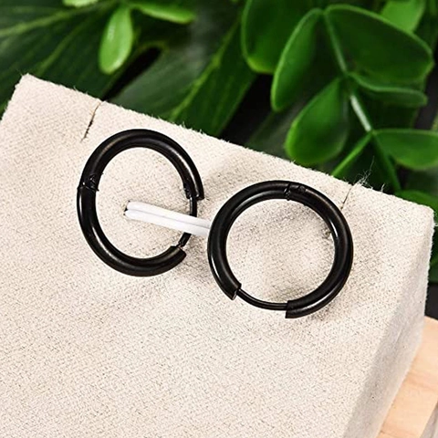Punk Stainless Steel Men's Earrings Huggie Hoops Screw Studs Zirconia Barbell Ear Piercing Jewelry Daily Minimalist Accessories