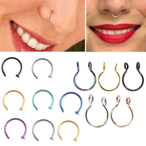 Edelstahl Nasenringe Septum Piercing Schmuck C-Form U-Form Fake Piercing Für Herren Damen Body Jewelry Accessoire