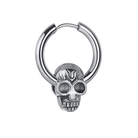 Vintage Skull Pendant Hoop Earrings Punk Gothic Alloy Ear Jewelry For Men Women Rock Style Fashion Accessory