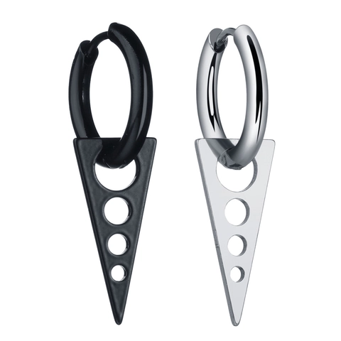 Boucles d'oreilles Créoles Pendentif Géométrique Triangle Rond Ajouré en Alliage Minimaliste Punk Streetwear Bijoux pour Hommes Femmes