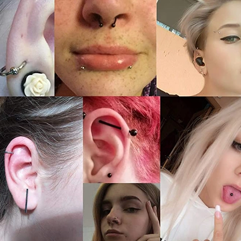 Stainless Steel Body Piercing Kit Mixed Styles For Tongue Ear Cartilage Nose Lip Eyebrow Belly Jewelry Punk Gothic Accessories