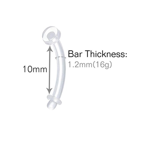 Clear Acrylic Curved Piercing Retainer Lip Eyebrow Stud Belly Button Ring Flexible Bioflex Transparent Body Jewelry Studs