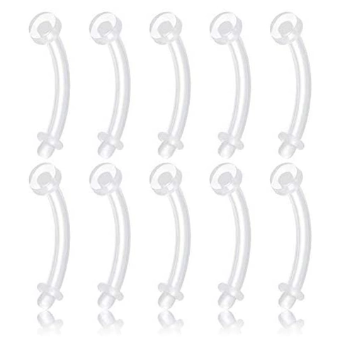 Clear Acrylic Curved Piercing Retainer Lip Eyebrow Stud Belly Button Ring Flexible Bioflex Transparent Body Jewelry Studs