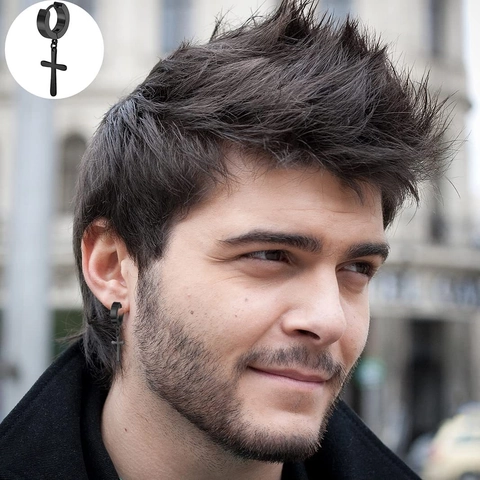 Orecchini Punk Gothic Neri Acciaio Inossidabile Croce Teschio Ragno Lisca Di Pesce Cuore Per Uomo Unisex Gioielli Street