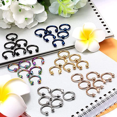 Stainless Steel Body Piercing Jewelry Set Horseshoe Barbells Captive Bead Rings Nose Cartilage Earring For Men Women