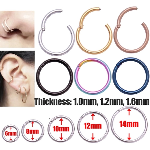 316L Stainless Steel Hinged Segment Ring Nose Ring Septum Clicker For Ear Lip Nose Piercing Jewelry For Women Men Unisex