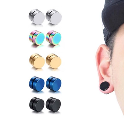 Unisex Stainless Steel Magnetic Ear Studs Round Fake Earrings For Non Pierced Ears Men Women Minimalist Magnetic Jewelry