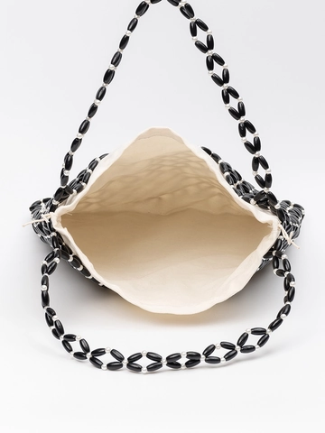 Bolso de Hombro de Abalorios de Madera de Arce Hecho a Mano para Mujer Bolso de Mano Tejido Calado con Bolsa Interior Bolso de Vacaciones