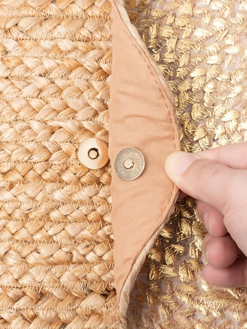 Women's Handmade Jute Woven Shoulder Bag Bohemian Tassel Envelope Clutch Beach Vacation Metallic Foil Straw Bag Travel Purse