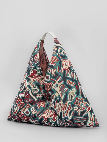 Damen Böhmische Graffiti Druck Dreieck Hobo Tasche Polyester Baumwolle Jacquard Blumenmuster Große Kapazität Umhängetasche Handtasche