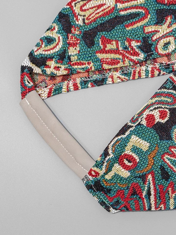 Damen Böhmische Graffiti Druck Dreieck Hobo Tasche Polyester Baumwolle Jacquard Blumenmuster Große Kapazität Umhängetasche Handtasche