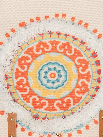 Sac Cabas Femme Bohème Ethnique À Glands Grande Capacité Mandala Imprimé Sac À Main De Plage Tissé Avec Poignées En Cuir PU