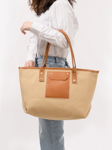Borsa Tote in Tela Intrecciata Grande Capacità Donna Vintage Patchwork in Pelle PU Con Rivetti Cerniera Borsa da Spiaggia
