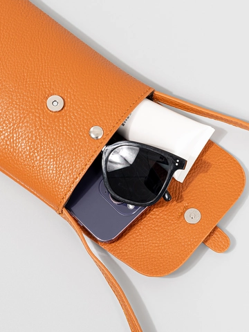 Women PU Leather Litchi Pattern Mobile Phone Bag Small Crossbody Shoulder Bag With Magnetic Buckle For Casual Travel