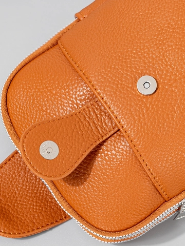 Women Litchi Grain PU Leather Chest Bag Bohemian Geometric Pattern Wide Shoulder Strap Casual Travel Sling Crossbody Bag Fashion Accessory