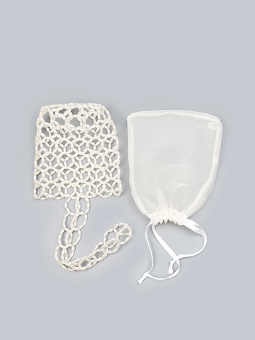 Handgefertigte Acryl Perlentasche Bucket Bag Für Damen Vintage Perlenimitat Zylindrische Schultertasche Mit Kordelzug-Innentasche