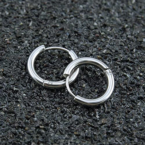 Orecchini in Acciaio Inossidabile per Uomo Donna Argento Cerchio Bottone Punk Minimalista Tondo Geometrico Gioielli Regalo