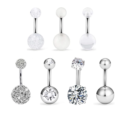 Piercing de Ombligo de Acero Inoxidable con Zirconia y Ópalo Joyería de Strass Mano de Esqueleto para Mujer