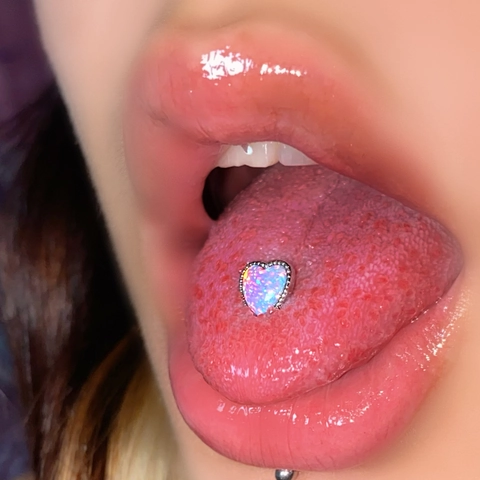 Piercing de Langue Barbell en Acier Inoxydable Incrusté d'Opale Violette en Forme de Coeur Bijoux de Corps Unisexe